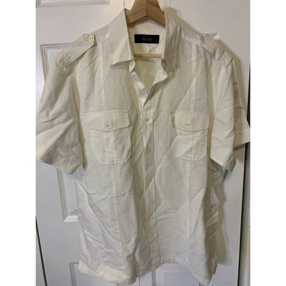 TASSO ELBA Men’s Sz XL‎ BUTTON DOWN SHORT SLEEVE SHIRT WHITE - Picture 6 of 8